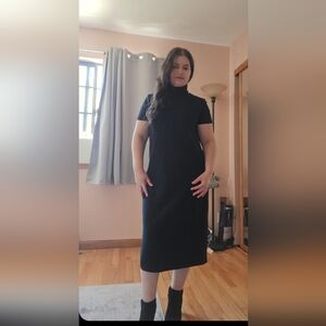 Zara Elegant Black Midi Dress